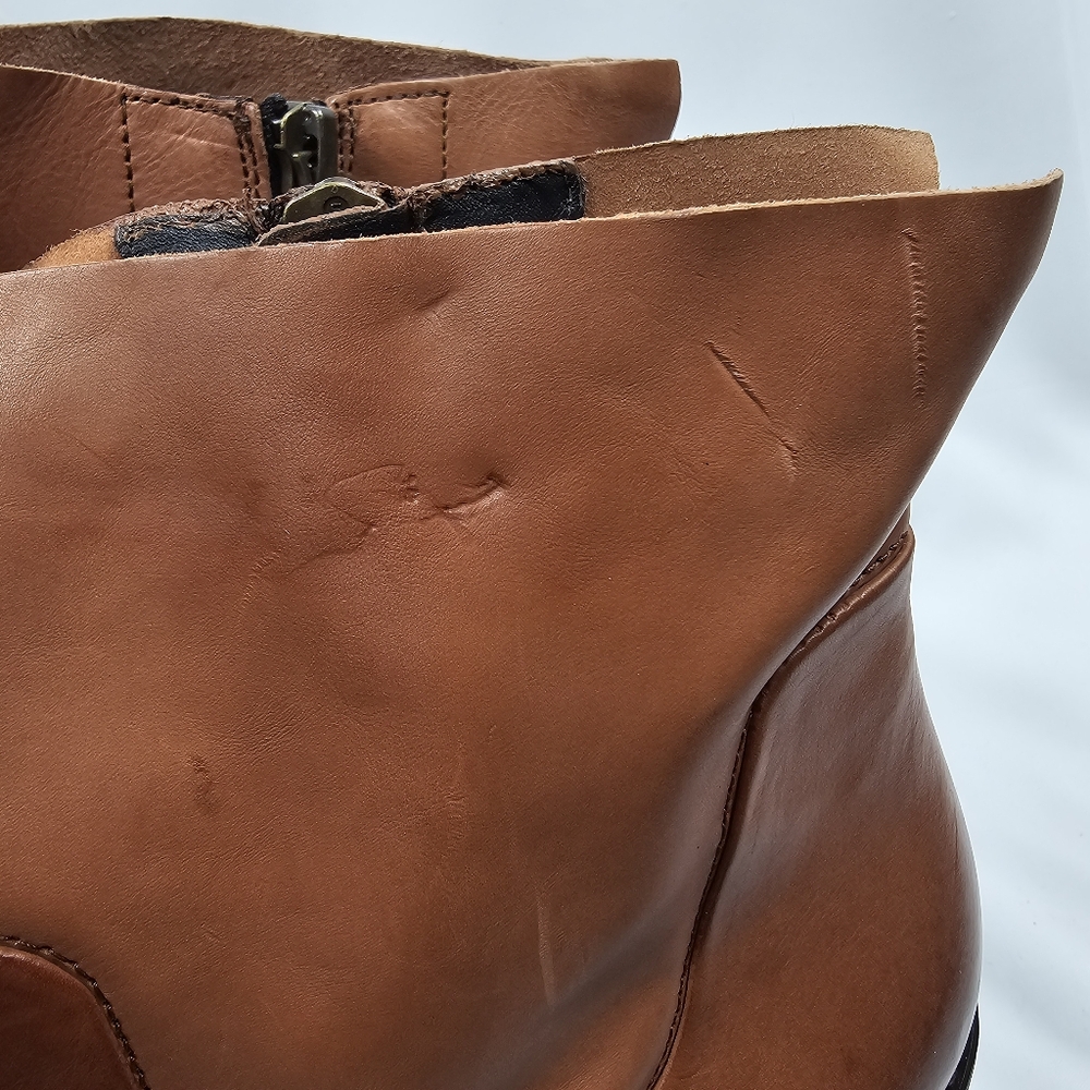 NWOT Paul Green Suzette Bootie Ankle Boot Heel Leather Zipper Brown Cognac 6.5 9 - Picture 10 of 16